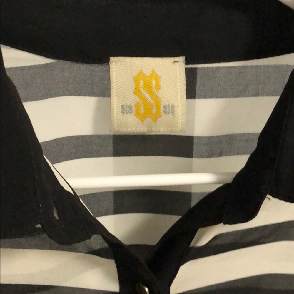 Sheer Striped Button-Down Blouse - image 3